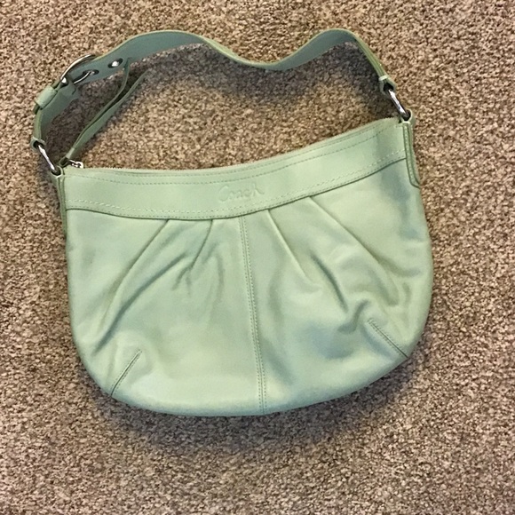 Vintage Coach Mint Green Leather Shoulder Bag - Picture 1 of 5